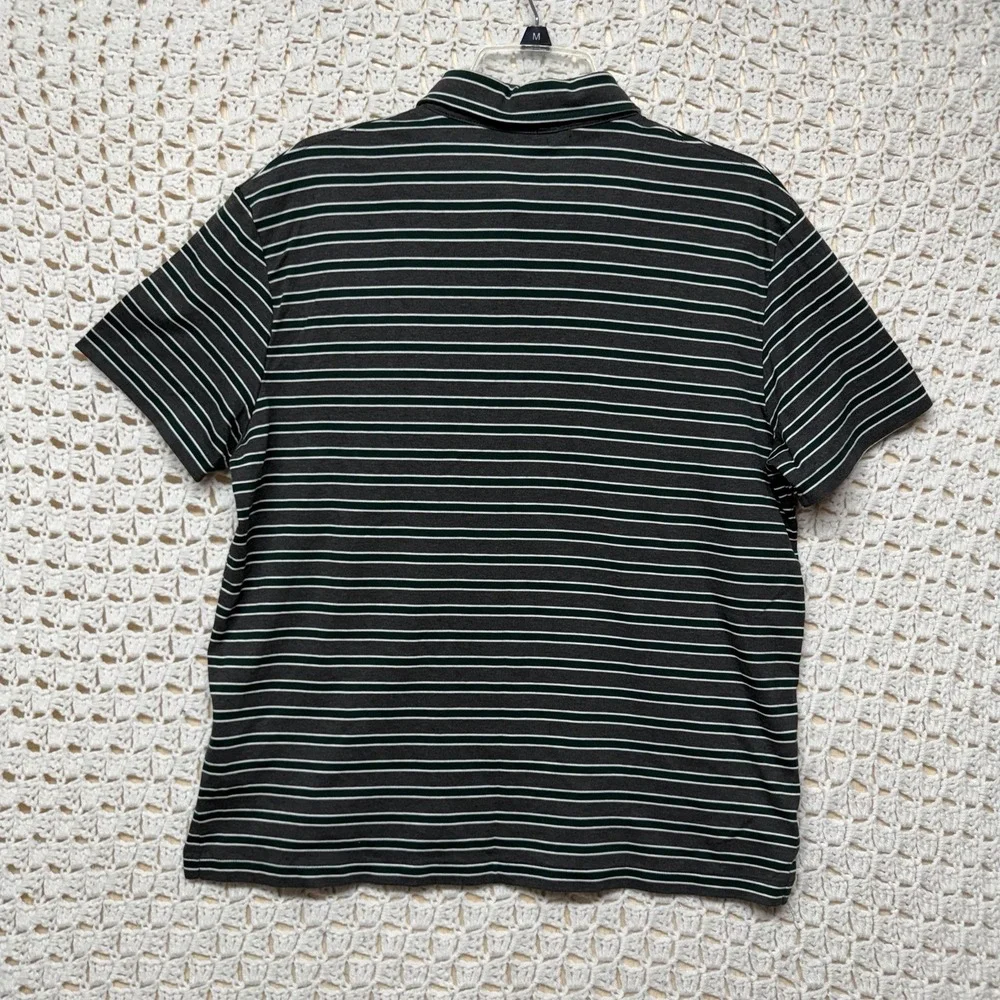 Polo Ralph Lauren Polo Shirt Mens L Gray Green Striped Custom Slim Fit